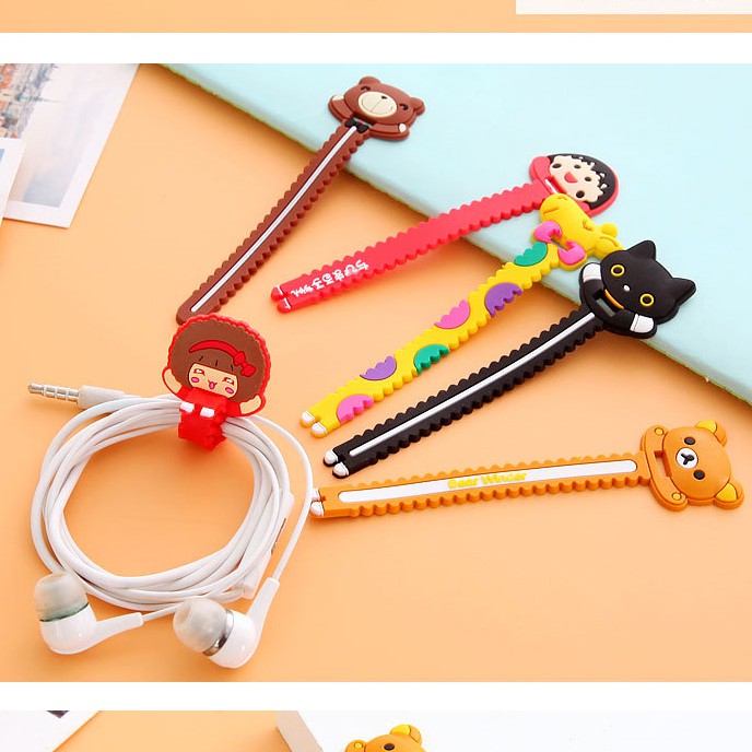 Dây quấn cáp sạc, dây quấn tai nghe cute mô hình anime mèo, gấu, bé gái, maruko, huơu dễ thương | BigBuy360 - bigbuy360.vn