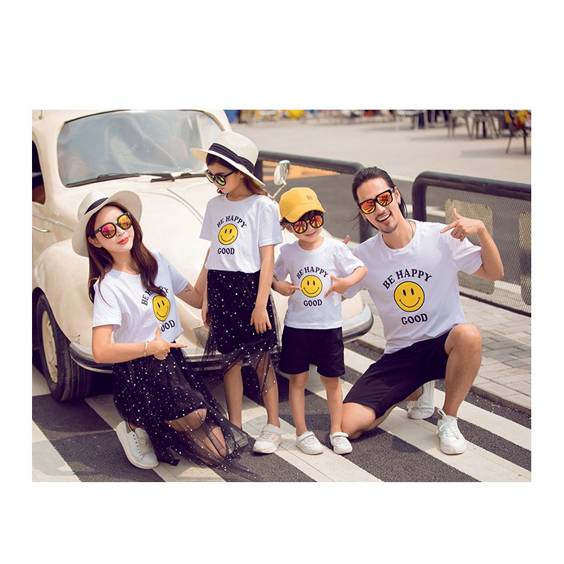 Áo gia đình - Đồng phục gia đình đẹp  (Có hình thật + Logo thương hiệu)  BE HAPPY GOOD