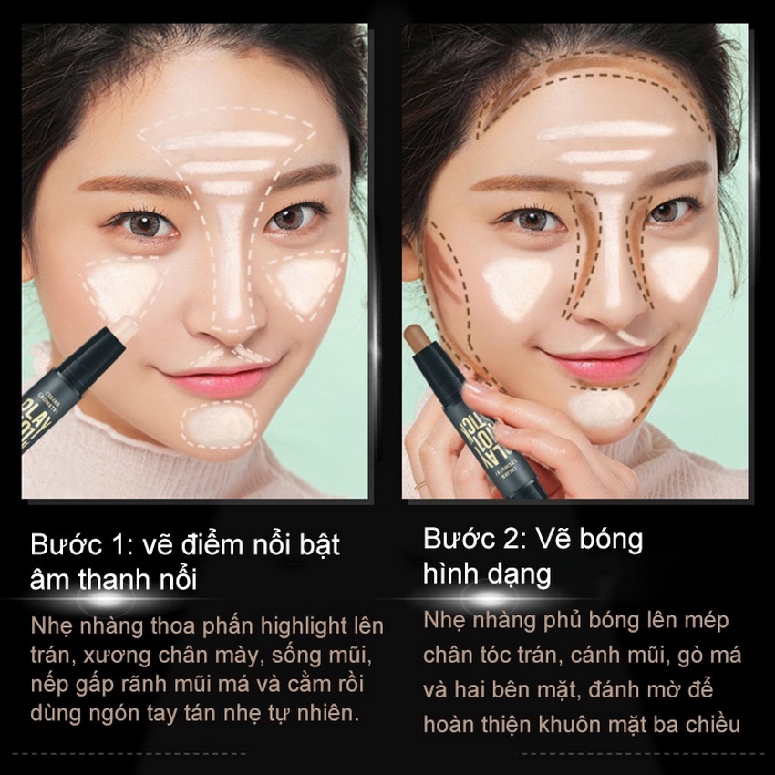 Che khuyết điểm thanh highlight trang điểm nội địa trung bút tạo khối 2 đầu tiện lợi DANA