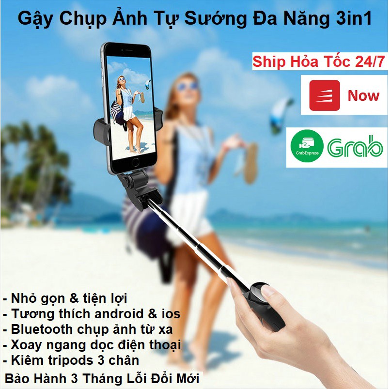 Tripod Bluetooth 3 Chân, Gậy Chụp Ảnh XT02 Tự Sướng 3In1 - Có Hỗ Trợ Xoay Dọc Ngang