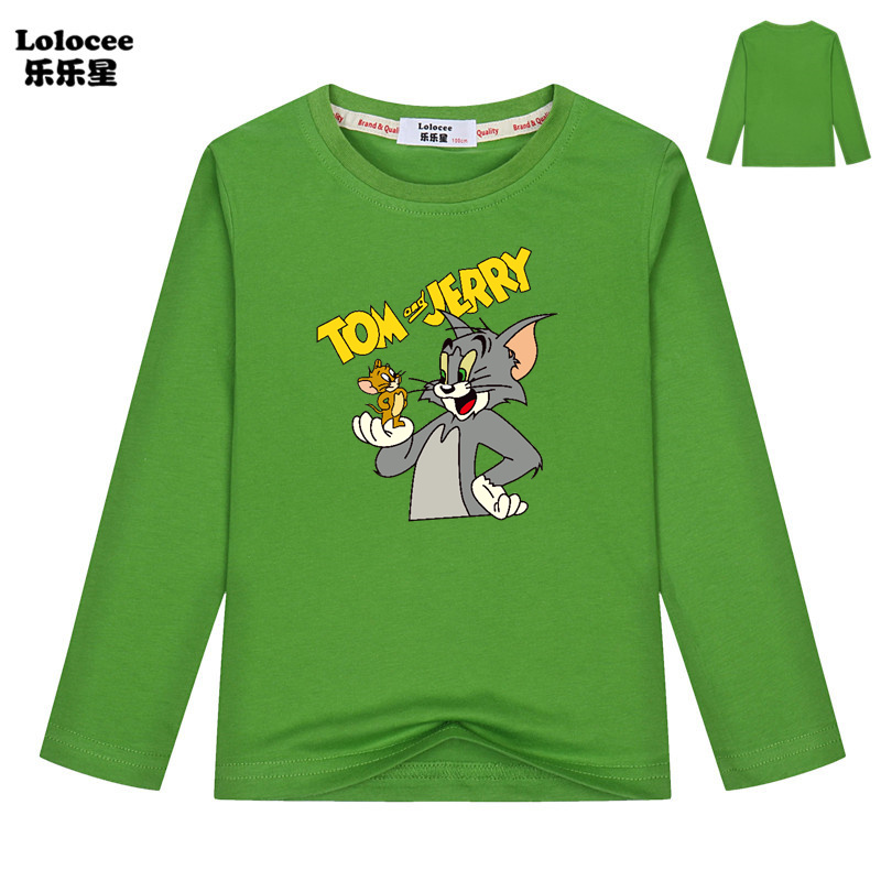 Áo Thun Tay Dài In Hình Tom &amp; Jerry Đáng Yêu Cho Bé