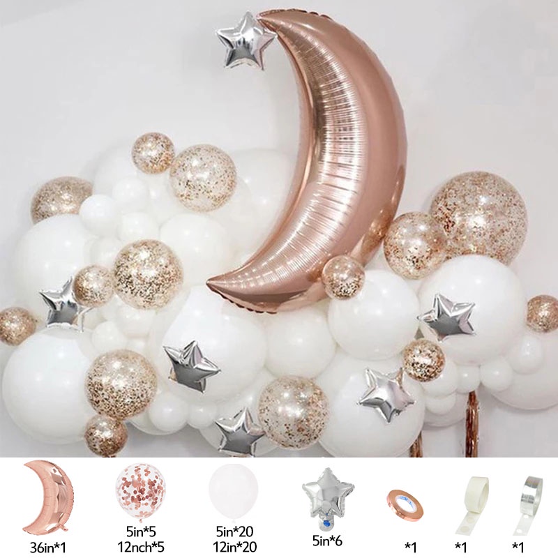 Set 60 Bong Bóng Hình Ngôi Sao/Mặt Trăng/Ngôi Sao Trang Trí Tiệc/Lễ Hội EID Mubarak Cho Trẻ DIY
