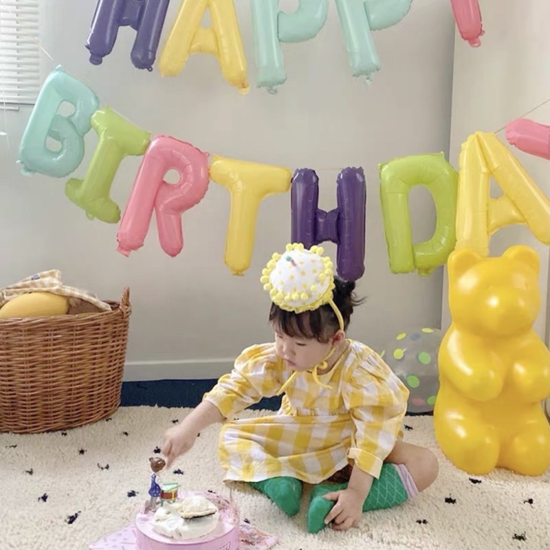 Bóng happy birthday Macaroon phong cách Hàn Quốc