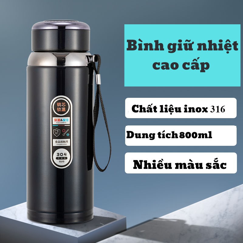 Bình Giữ Nhiệt Vacuum Bottle Lock&Lock (800ml) Xanh Đậm [ LHC6180FU]