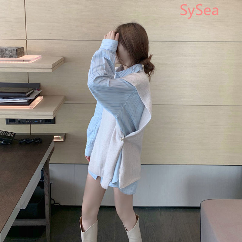 Set Áo Sơ Mi Dài Tay + Áo Khoác Len Không Tay Thời Trang Dành Cho Nữ | BigBuy360 - bigbuy360.vn