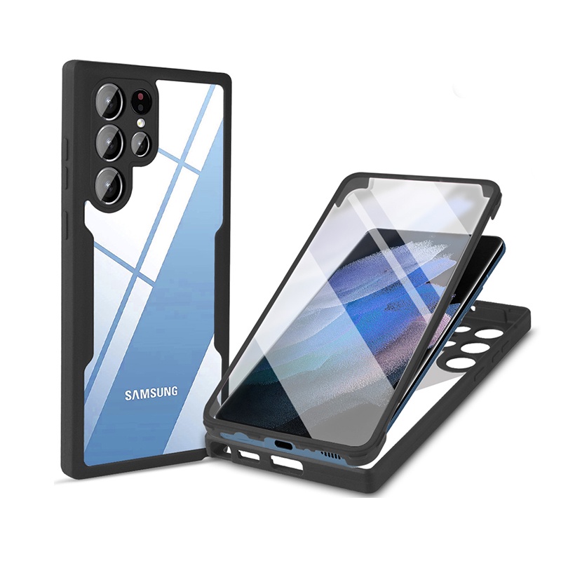 360 Full Protection Clear PC Phone Case For Samsung Galaxy S23 S23 Plus S23 Ultra A13 4G Lte A20 A30 S21 FE A13 5G A33 5G Double Sided Protective Cover