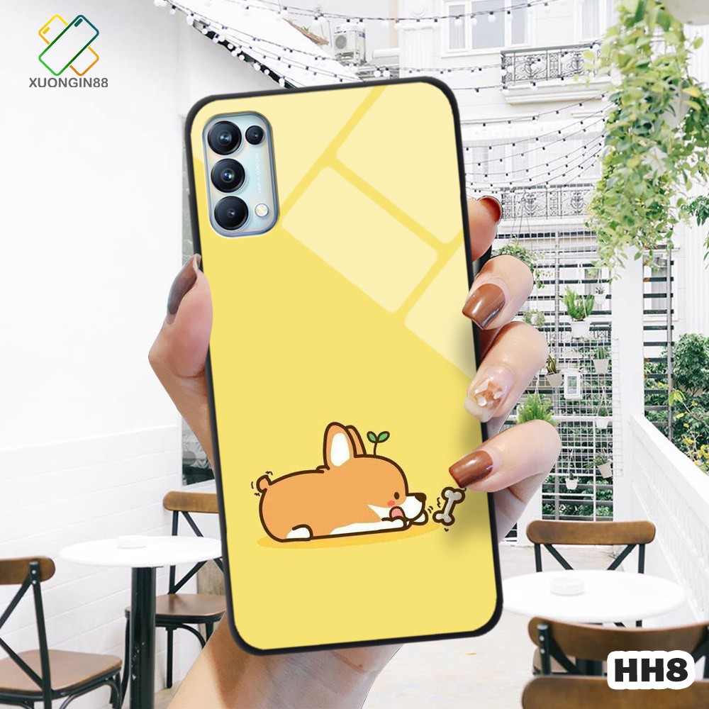 Ốp lưng Oppo RENO 5 kính cường lực hoạt hình cưng xỉu