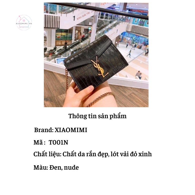 Túi xách nữ đeo chéo da sần khóa vàng dây xích vàng cầm tay bì thư Y.S Xiaomimi T001N