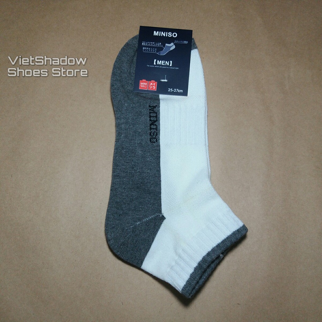 [Combo 5 đôi] Tất nam Miniso cổ ngắn - Chất liệu cotton - Hàng Nhật