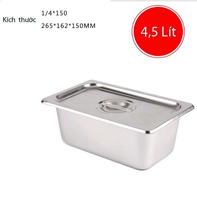 Combo 5 Khay Inox Đựng Thạch Topping Đựng Thực Phẩm Đựng Kem GN 1/4