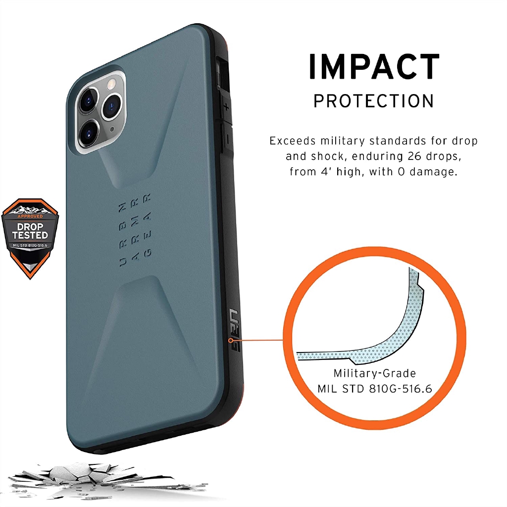 Ốp điện thoại thiết kế UAG Civilian chống rơi cấp quân đội cho iPhone 11 Pro XS MAX XR X 6 6S 7 8 Plus SE 2020