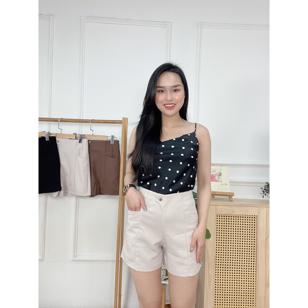 Quần đùi nữ short ngắn ống rộng lưng cao, quần sooc thời trang công sở dạo phố mùa hè 2022 màu trắng đen xa | BigBuy360 - bigbuy360.vn