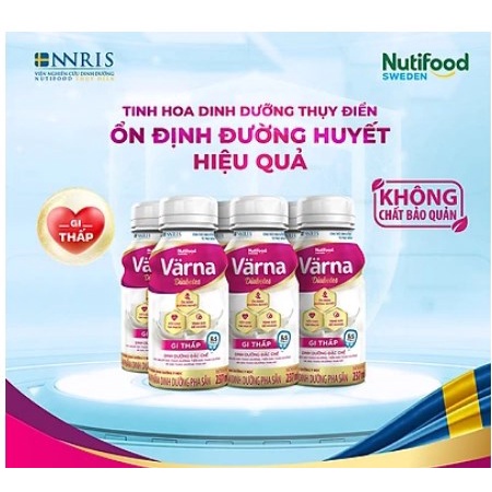 Lốc 6 chai Sữa Bột Pha Sẵn Nutifood Varna Diabetes 237ml