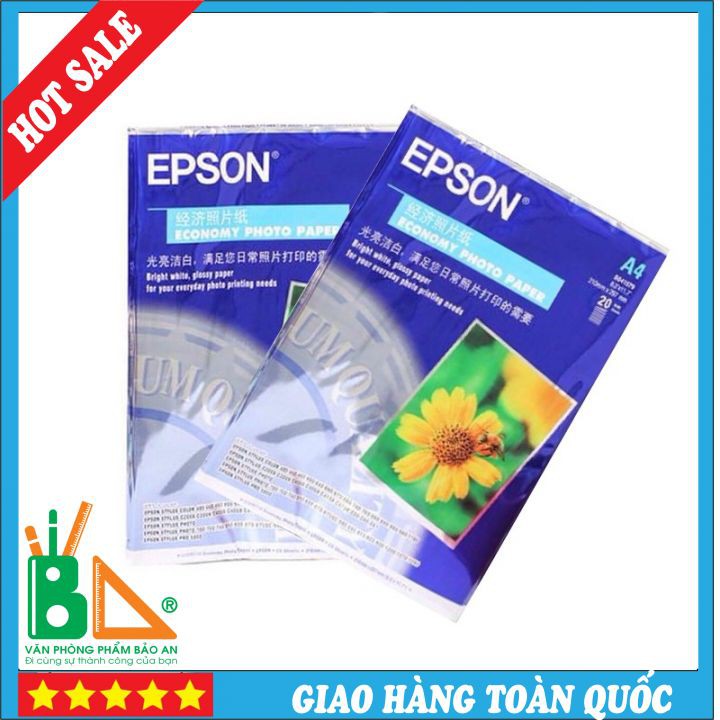 Giấy In Ảnh A4 EPSON Hoa Cúc Định Lượng 200Gsm Giấy Bóng 1 Mặt - 20 Tờ/ 1Ream