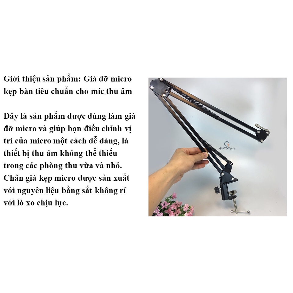 Chân Mic kẹp bàn tiêu chuẩn micro thu âm( dành cho phòng thu)