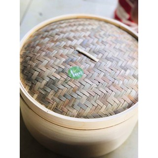 Xửng hấp tre D30cm- bộ 3 tầng 1 nắp