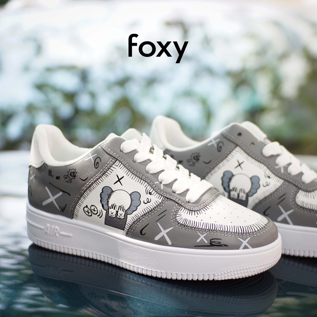 Giày jordan custom Bearbrick, Giày sneaker af1 JD nam nữ chú hề ma quái hàng quảng châu cao cấp full box