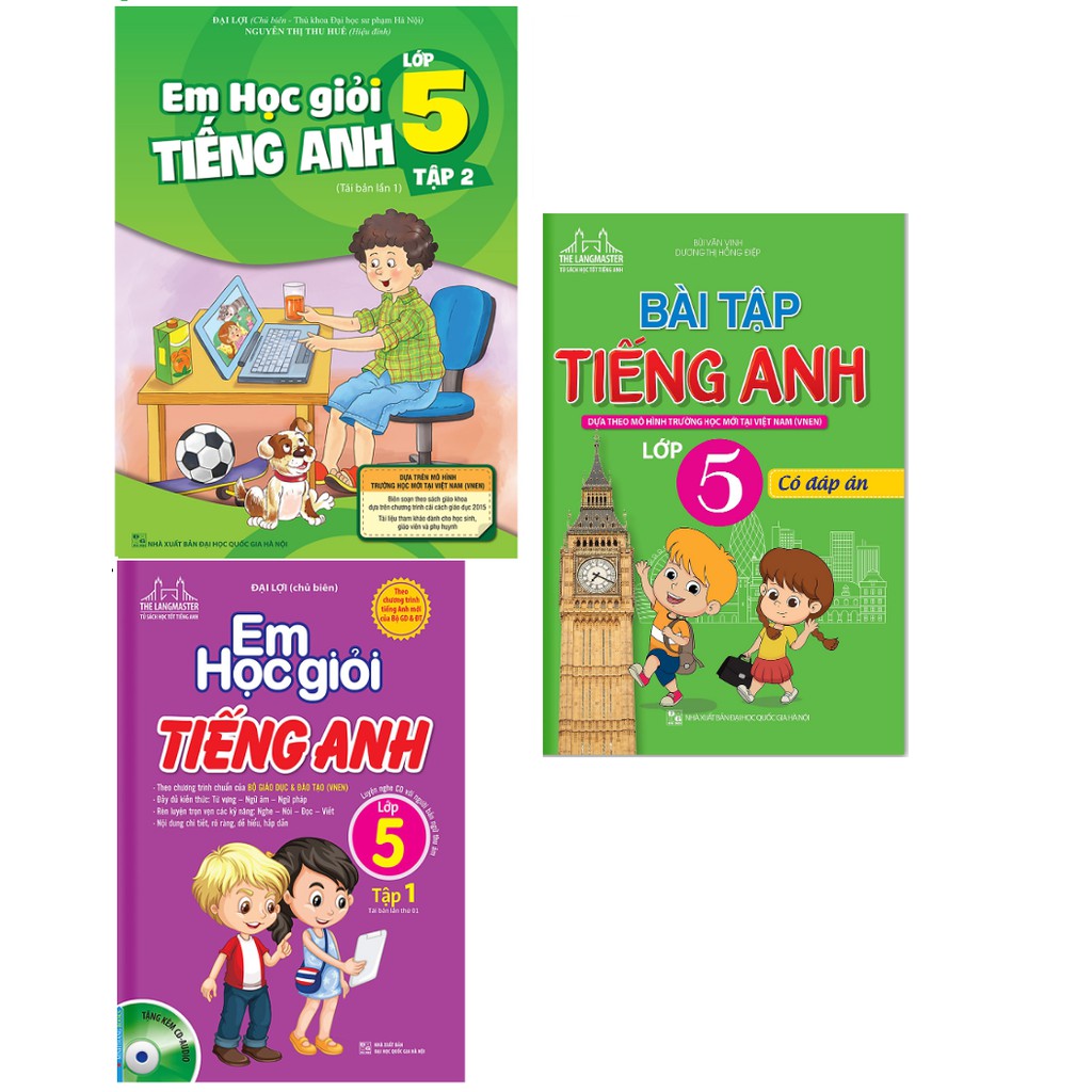 Sách - Combo Em Học Giỏi Tiếng Anh Lớp 5 Tập 1 + Tập 2 - Bài Tập Tiếng Anh Lớp 5