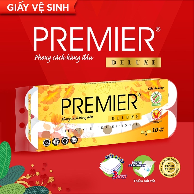 Giấy Vệ Sinh Premier Deluxe Cao Cấp 10 Cuộn [[Chính Hãng]]