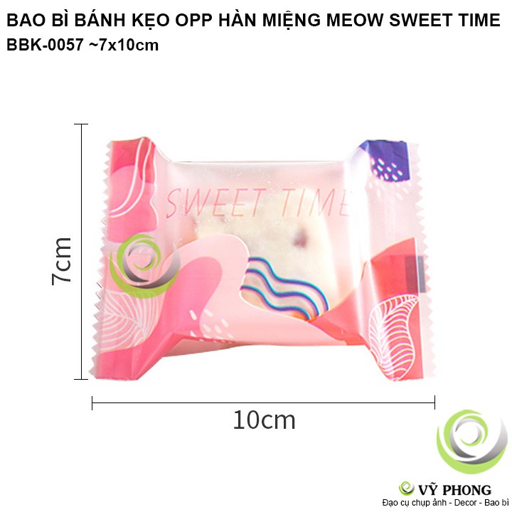 BAO BÌ TÚI HÀN MIỆNG 7x10cm ĐỰNG BÁNH KẸOĐỰNG COOKIE ĐẬU PHỘNG PHONG CÁCH HÀN QUỐC MEOW SWEET TIME BBK-0057