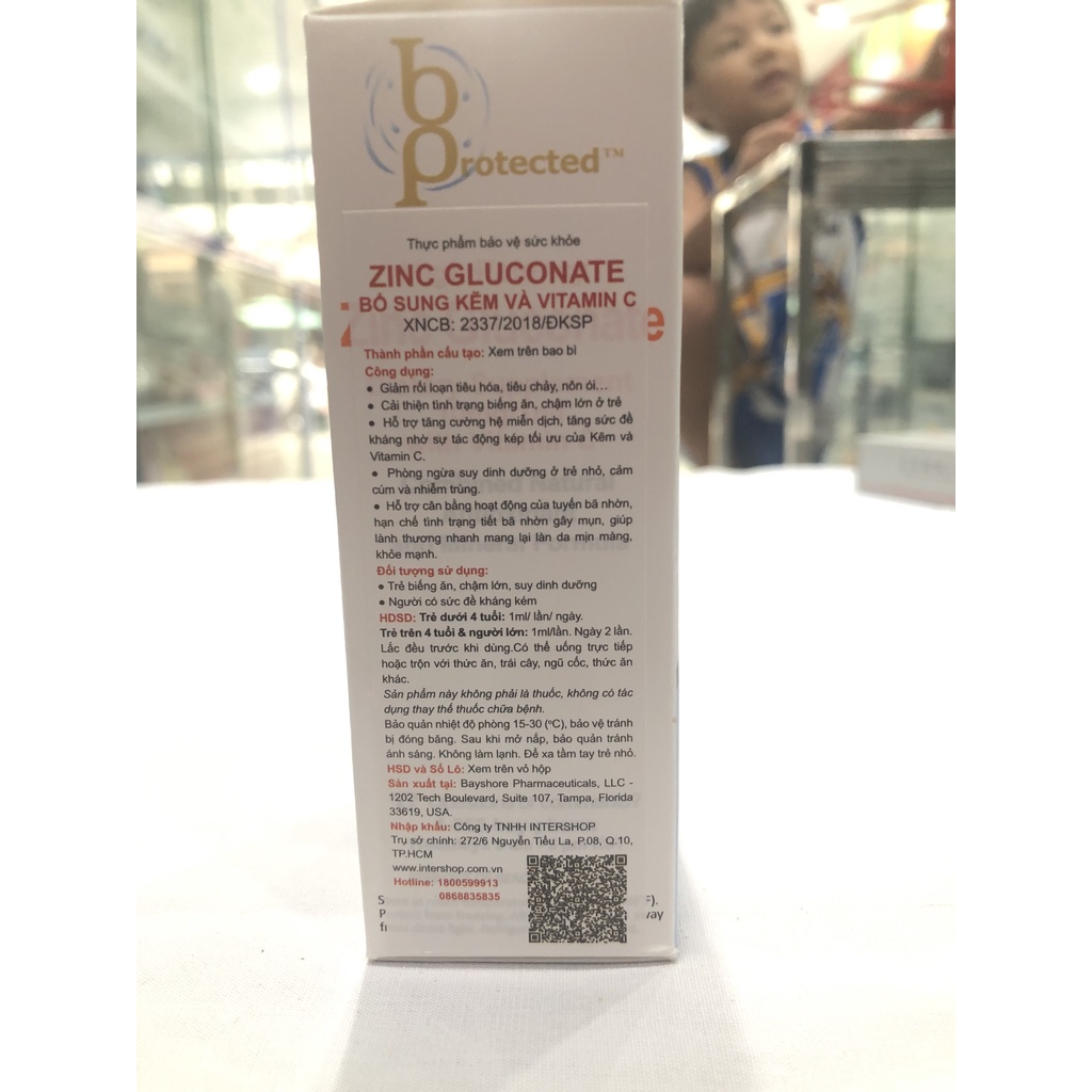 B Protected ZinC Gluconate , giúp hỗ trợ nâng cao sức đề kháng, tăng cường sức khỏe.
