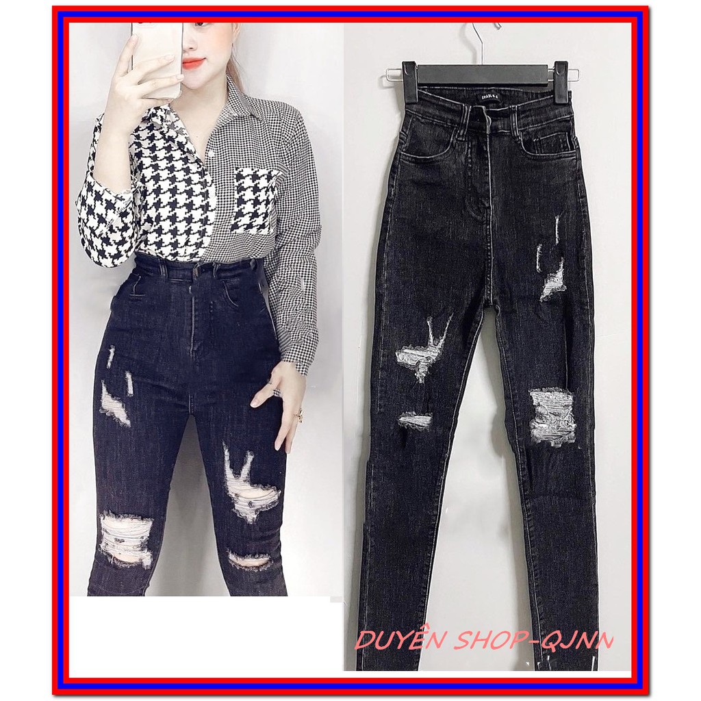 Quần jean nữ RÁCH MÀU XÁM ĐEN 427 chất jean giãn tốt fome chuẩn xịn -ff1