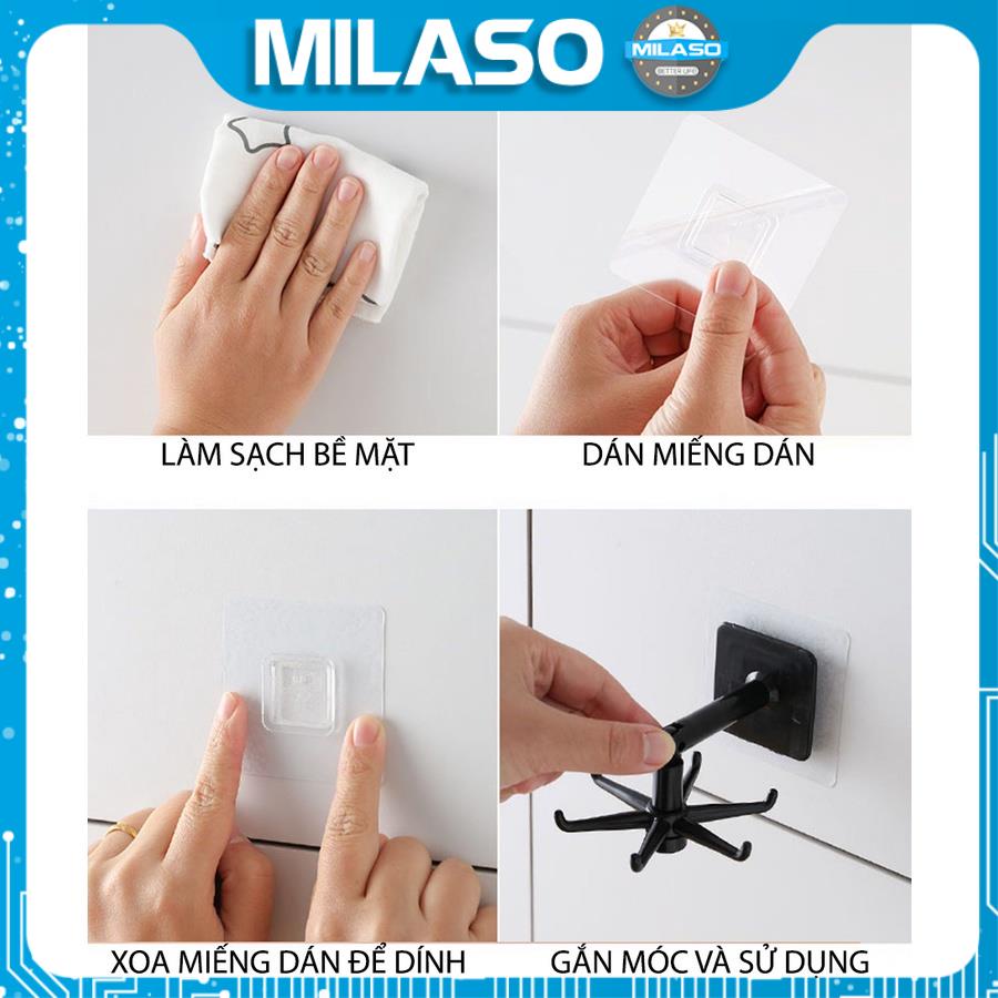 Móc dán tường MILASO móc treo dán tường, tủ móc xoay 360 độ nhiều bề mặt, tư thế HG-001292