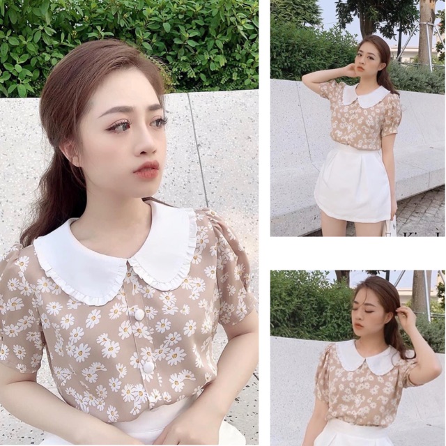 Áo hoa cúc cổ sen ( giá sale)