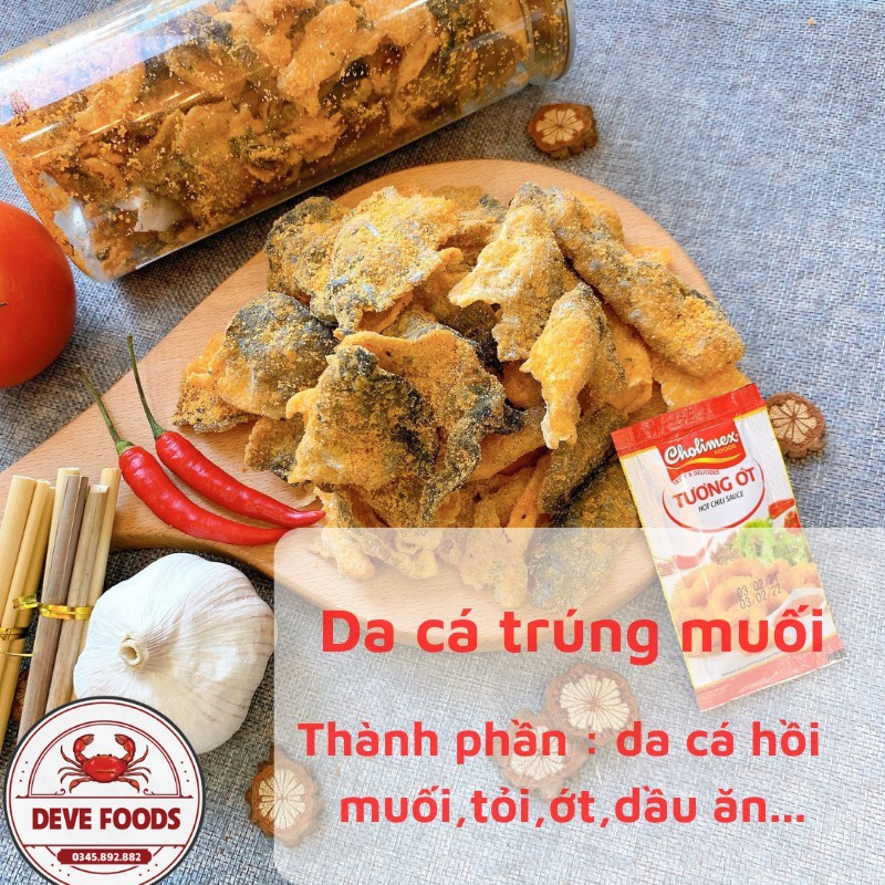 Da cá trứng muối 250g Deve Food, đồ ăn vặt Hà Nội, vừa ngon vừa rẻ