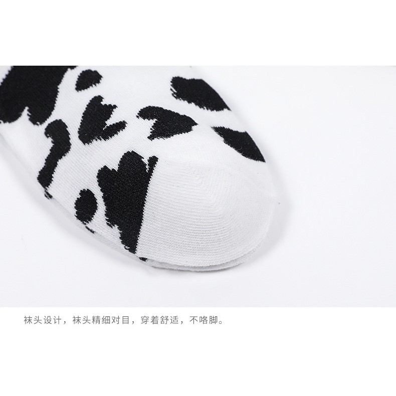 Tất Nữ Cổ Cao hoạ tiết hình bò sữa cute mềm mại kháng khuẩn mã T07