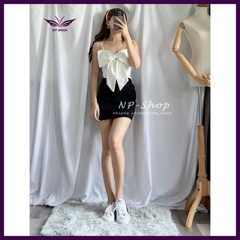 Chân váy jean nữ chữ a lưng cao không co giãn hàng xuất màu trắng, đen NPCV005