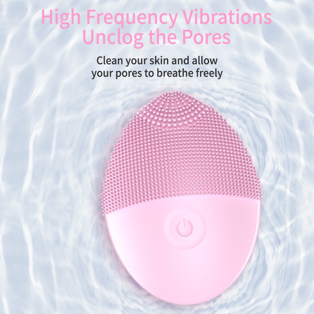 Bàn chải rung massage rửa mặt chạy điện chống lão hoá bằng silicone cao cấp cho nữ