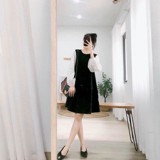 Váy suông tay trắng