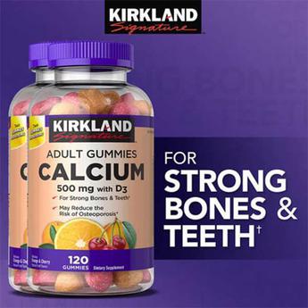 Kẹo Dẻo Hỗ Trợ Xương Khớp Kirkland Signature Adult Gummies Calcium 500mg with D3
