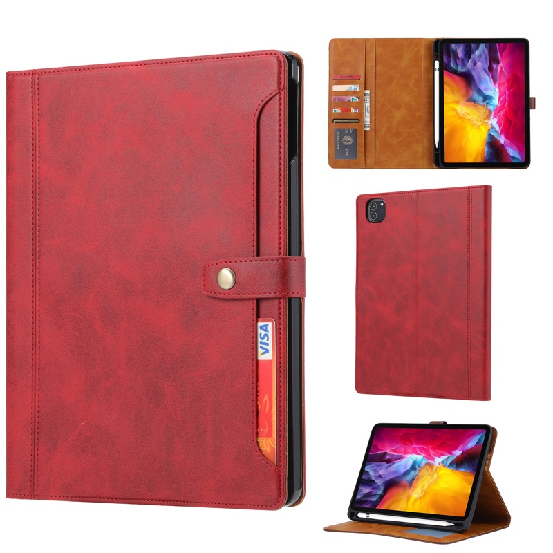 Bao Da pu Nắp Gập Kiểu Ví Phong Cách Doanh Nhân Sang Trọng Kèm Giá Đỡ Cho ipad pro 12.9 11 10.2 air 4 5 10.9