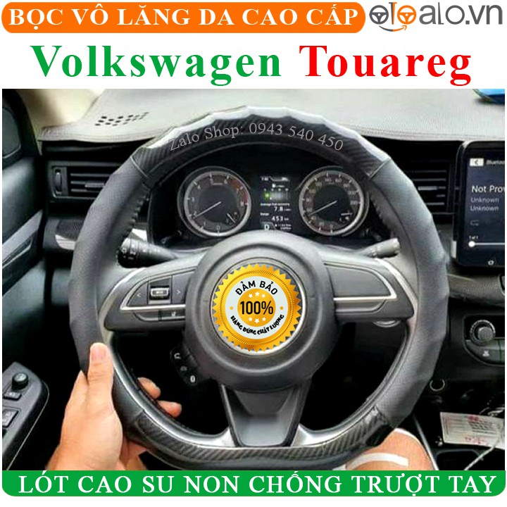 Bọc Vô Lăng Da Xe Volkswagen Touareg Lót Cao Su Non Cao Cấp Chống Trượt Tay - Màu đen chỉ đỏ - OTOALO