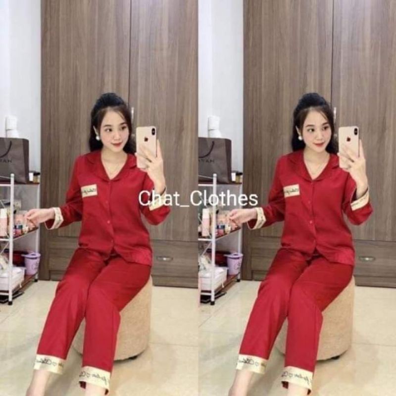 Bộ ngủ nữ pijama lụa dài tay siêu cute