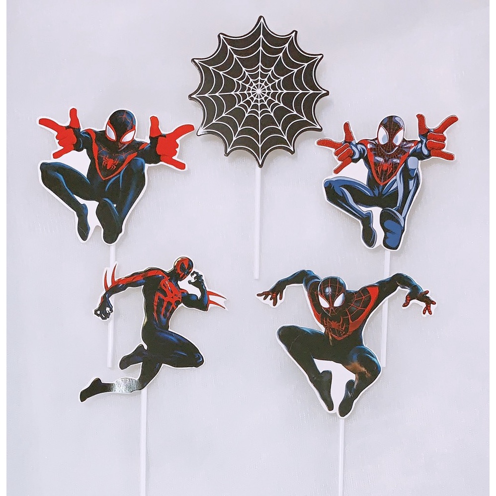 10 set cắm người nhện giấy trang trí bánh kem