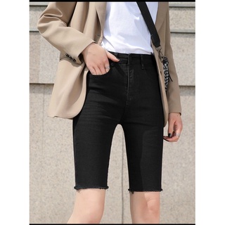 Quần ngố trắng đen jeans co giãn