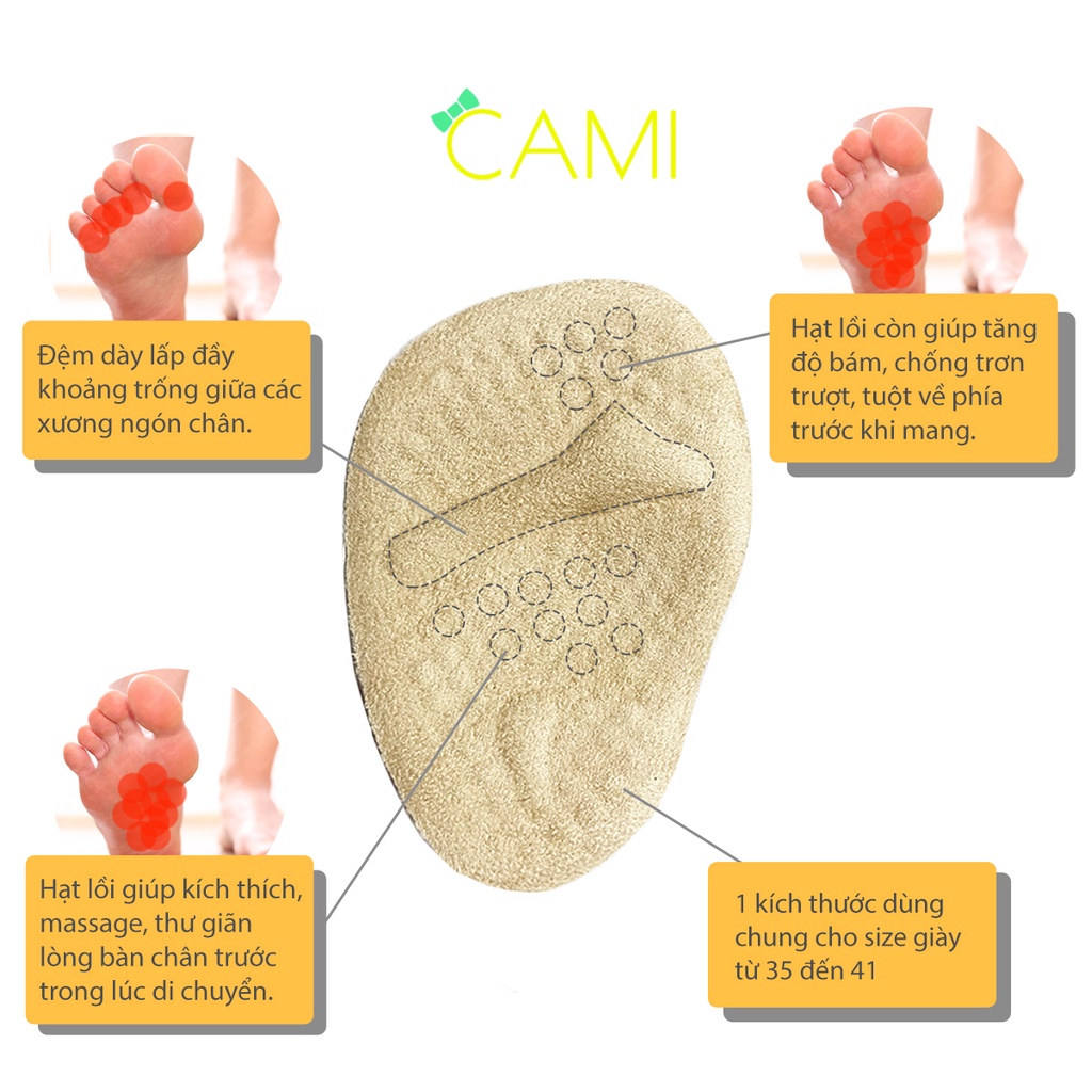 Miếng lót giày cao gót chống trượt chân có keo dán cố định, êm ái và dễ dàng di chuyển - Cami - CMPK226