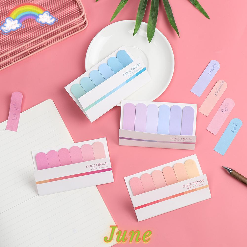 JUNE 120 sheets Novelty Sticky Notes Fashion Paster Sticker Memo Pad Tab Strip Gradual change Colors Cute DIY Office Supplies Label Index Flags