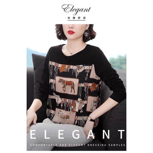 Áo kiểu tay dài plus size cho phụ nữ trung niên