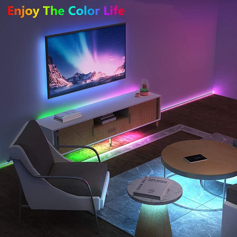Dây Đèn LED 5M DC 5V 300 LED RGB 24 Phím Bluetooth Dùng Trang Trí Tiệc