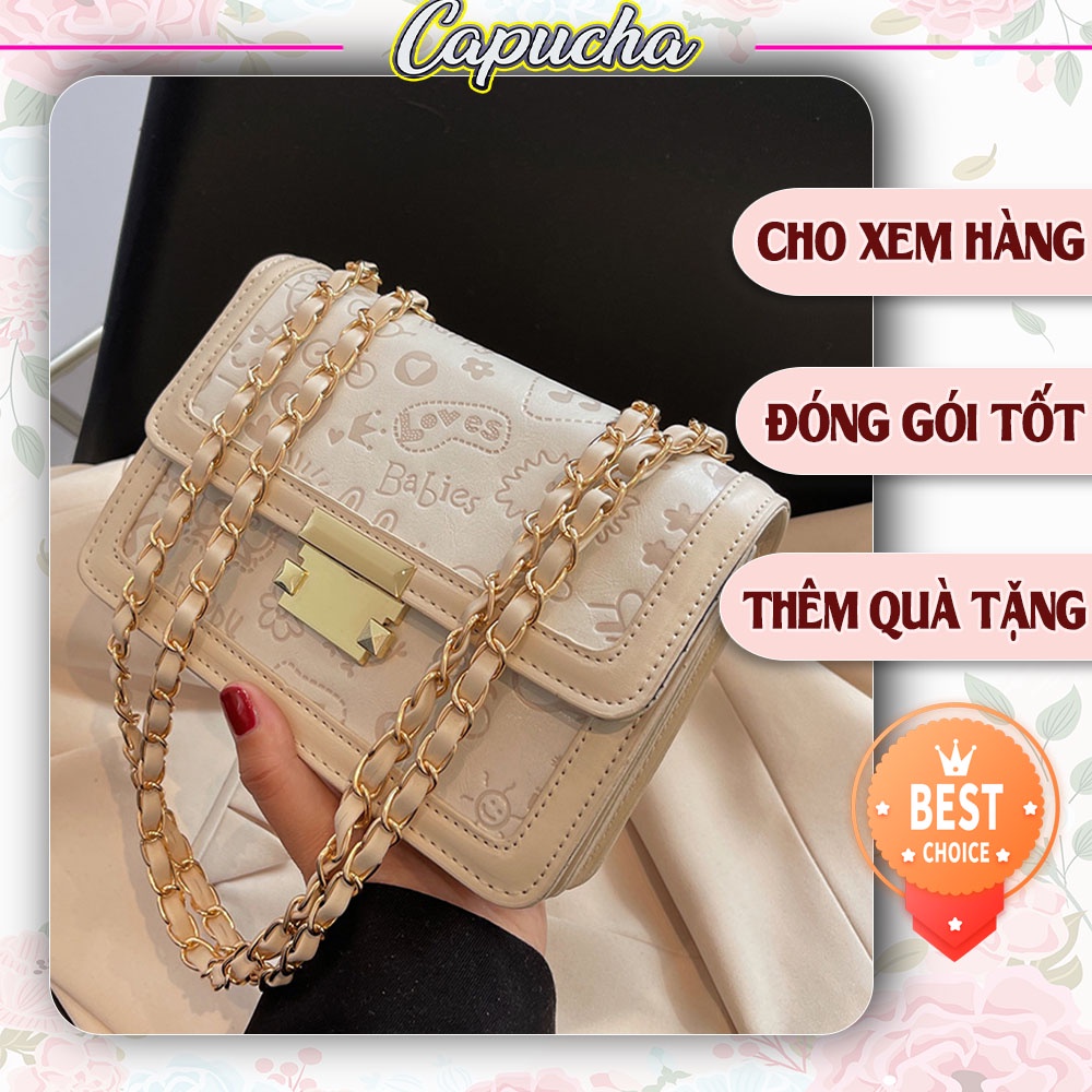 Túi xách nữ đeo 2 kiểu họa tiết chìm cực đỉnh cao phong cách Hàn Quốc Capucha T129
