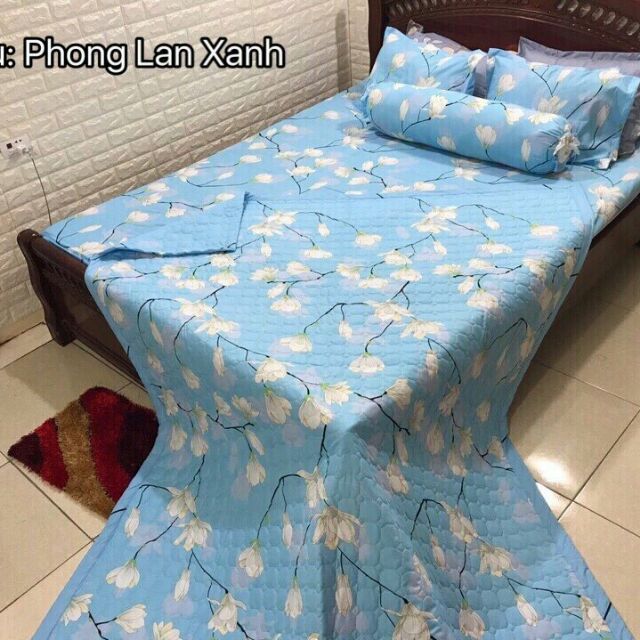 Chăn ga gối phong lan xanh