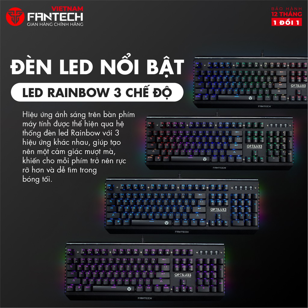 Bàn Phím Cơ Gaming Full-sized Có Dây Fantech MK884 OPTILUX Outemu Optical Switch LED RGB