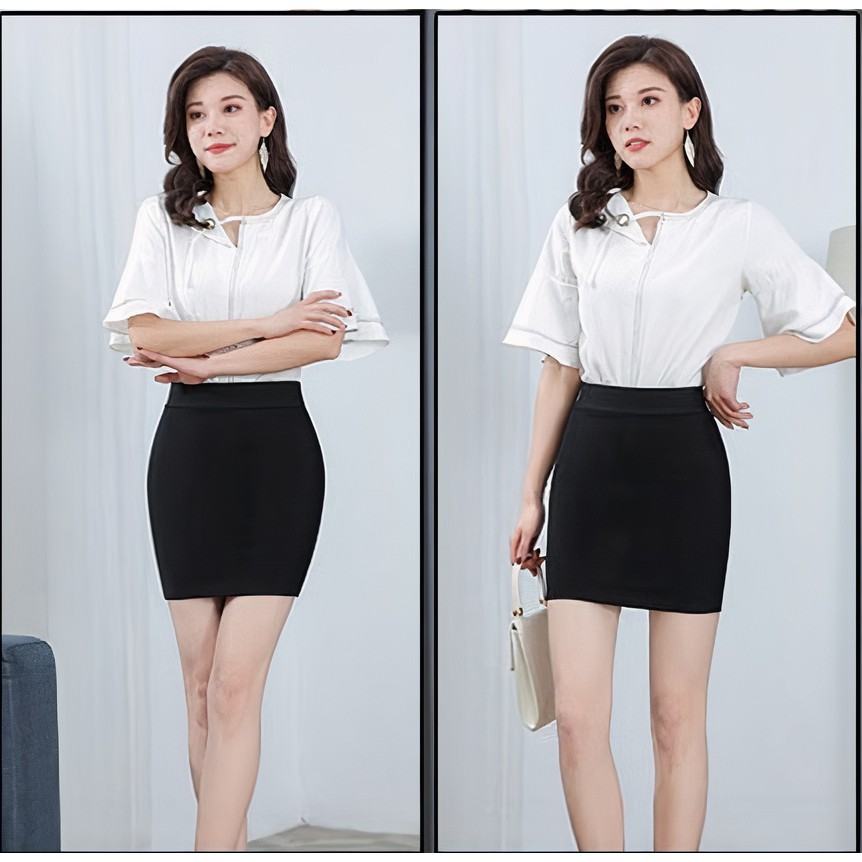 Chân Váy Ngắn Công Sở Dáng Ôm Màu Đen Co Giãn 4 Chiều | BigBuy360 - bigbuy360.vn