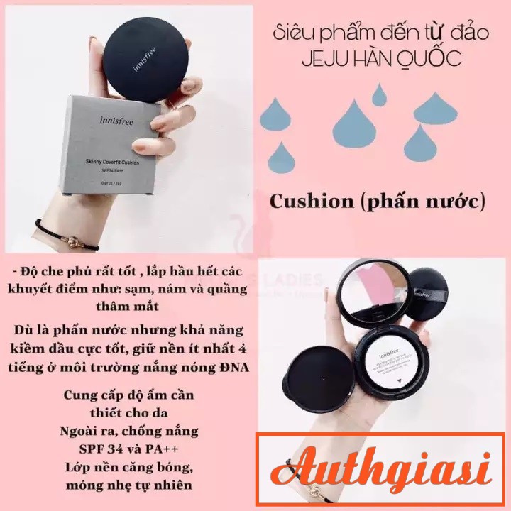 Phấn nước Innisfree Skinny Coverfit Cushion Cover Fit siêu kiềm dầu che phủ tốt 14g | BigBuy360 - bigbuy360.vn