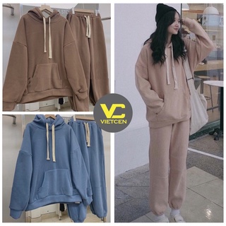Set Bộ Nỉ LIGHTY Áo Hoodie quần Jogger bo ống nhiều màu - VIETCEN