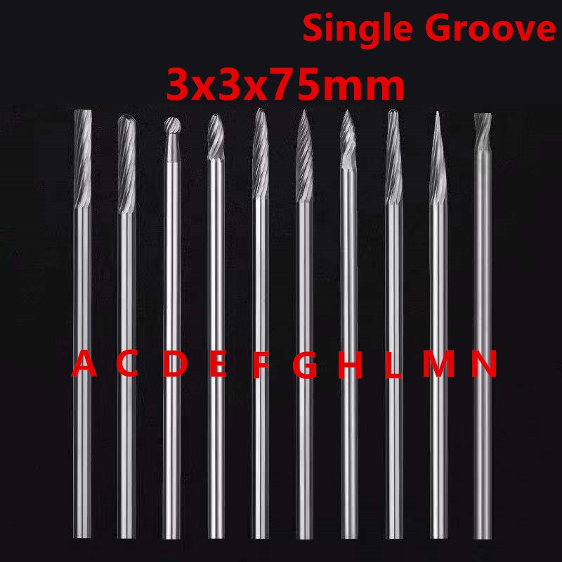 Đầu mài vonfram dài 3x3x75mm với nhiều loại tùy chọn